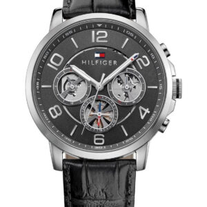 Montre Tommy Hilfiger pour Homme – Montre à plusieurs cadrans, bracelet en cuir, argenté, 1791289