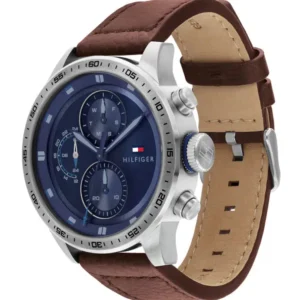 Tommy Hilfiger Brown Leather Men’s Multi-function Watch
